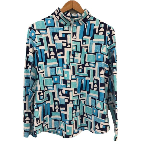 Ibkul Women's Blue Sun Protection UPF 50 1/4 Zip Activewear Top Size Large - Picture 1 of 4